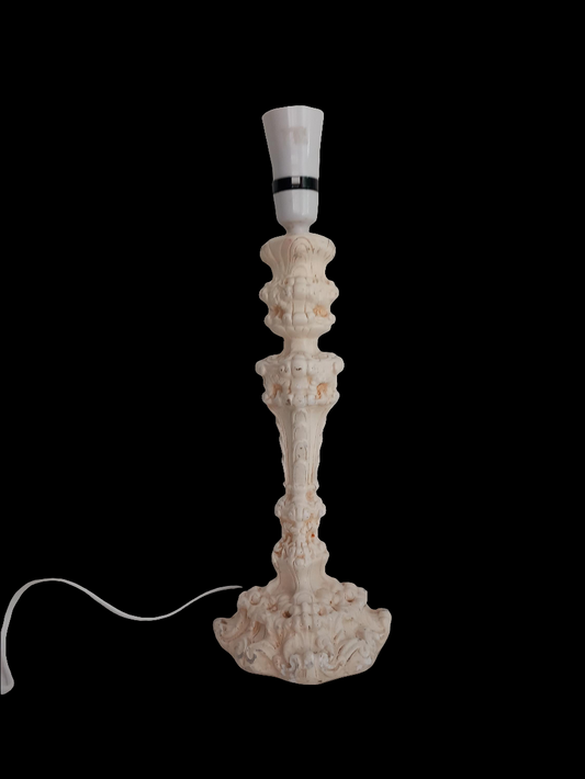 1970s white plaster Rococo style table lamp