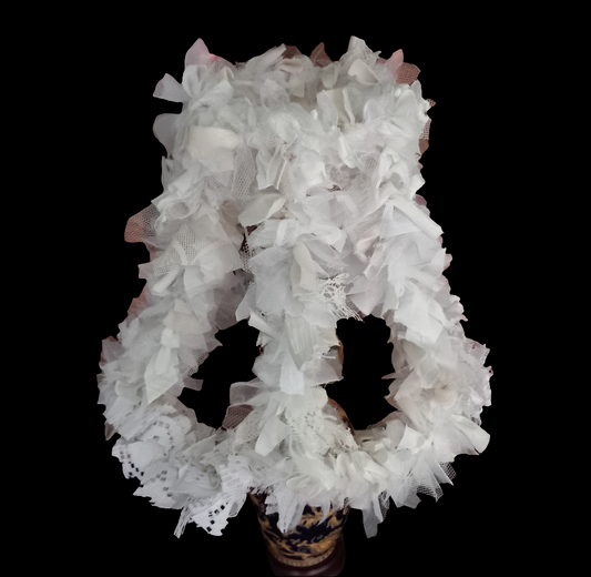 Hand made large white rag lampshade