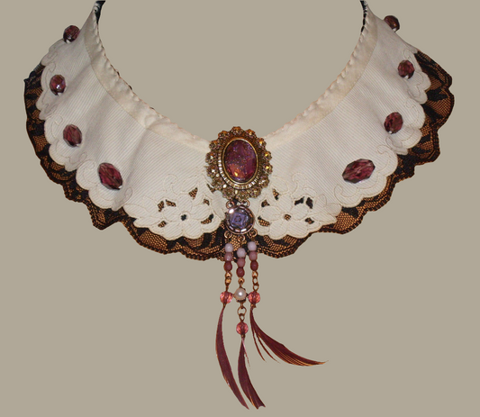 Hand made purple crystal peter pan collar necklace with detachable brooch