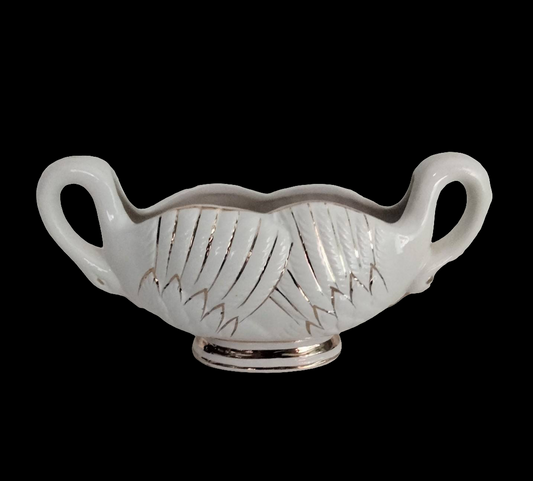 1950s white & gold swan ceramic posy vase