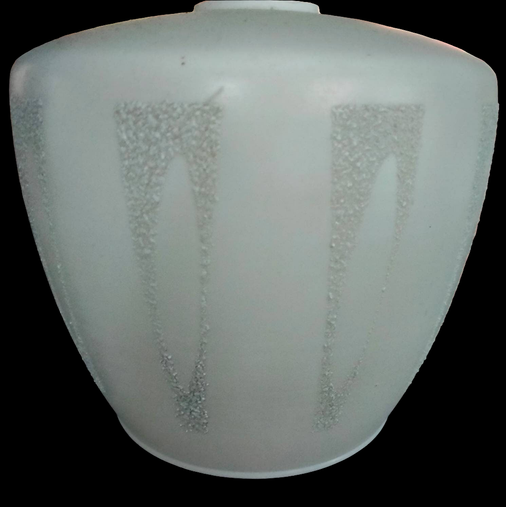 1950s white textured glass pendant light shade 4.75"