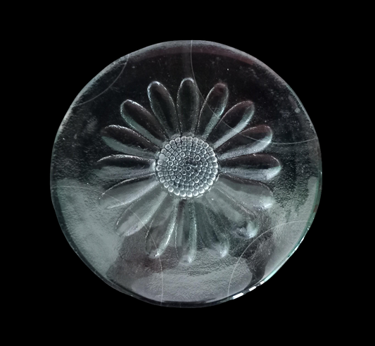 Dartington Daisy Flower Clear Glass Cheese Platter By Frank Thrower