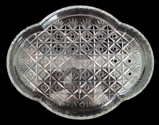 Webb cut crystal clear glass dressing table tray