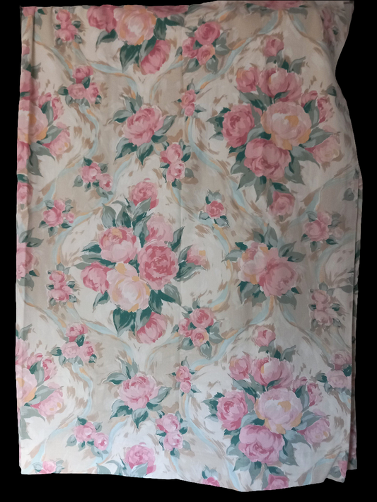 Vintage 1980s Dorma pink rose pattern single curtain 52"