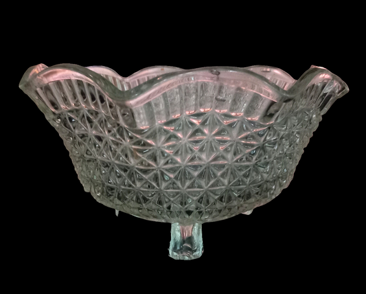 1950s Hobnail Clear Pressed Glass Sugar Bowl