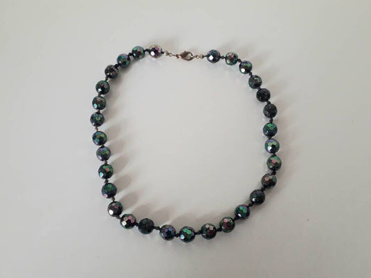 1950s purple carnival faceted crystal glass bead necklace