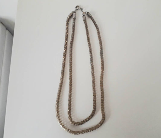 1980s goldtone double stranded snake chain necklace