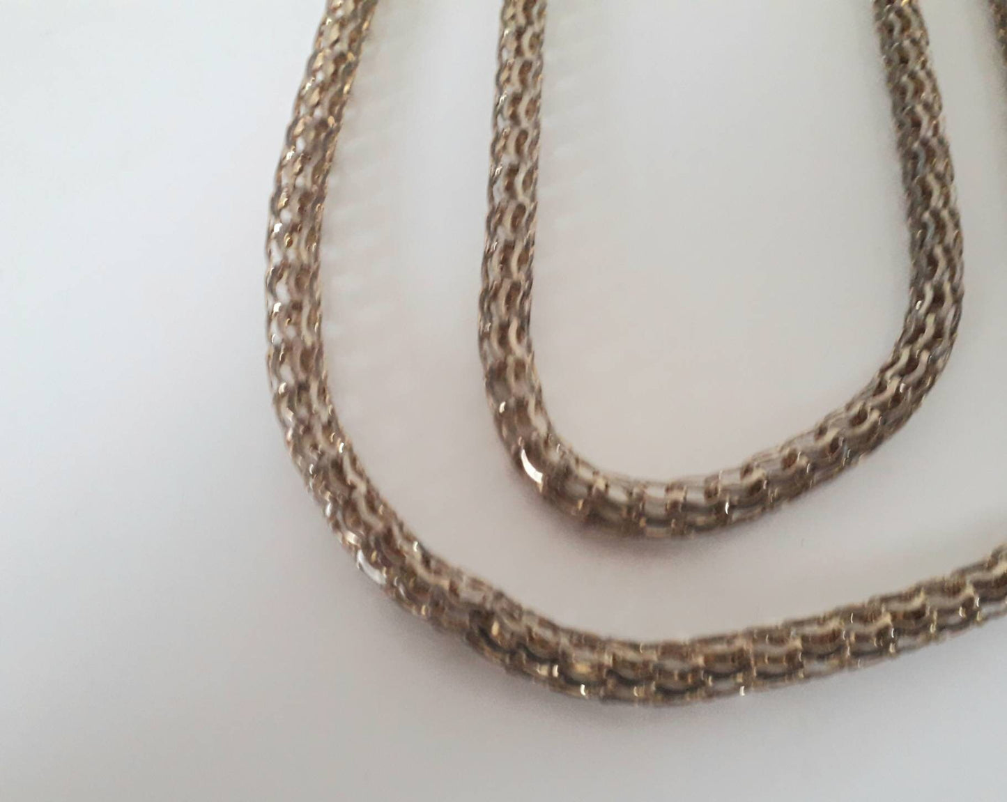 1980s goldtone double stranded snake chain necklace