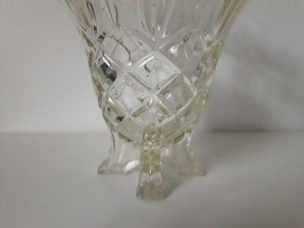 Art Deco clear pressed glass footed vase
