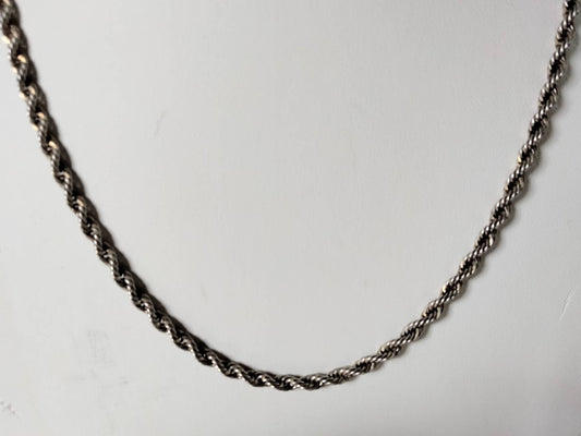 1980s goldtone rope chain necklace unisex 21"