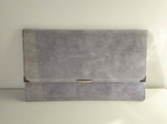 1980s lilac purple real suede clutch bag