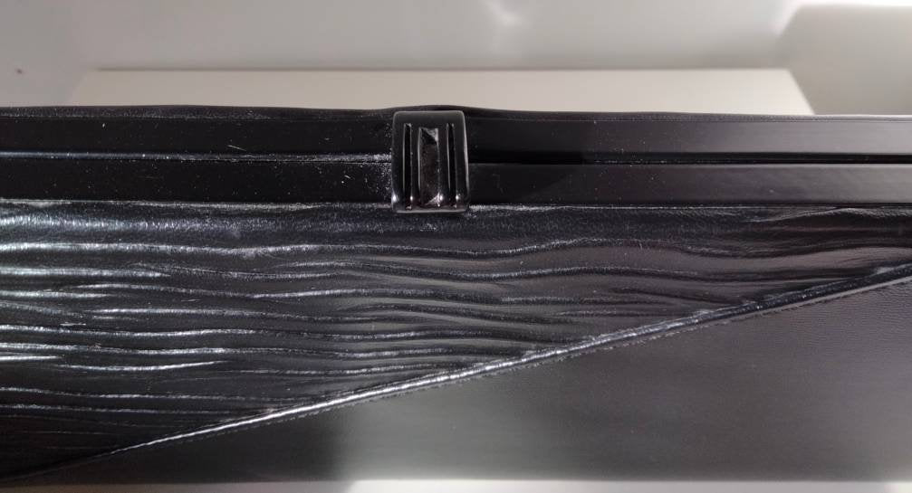 Vintage 1980s black textured leather effect box clutch bag