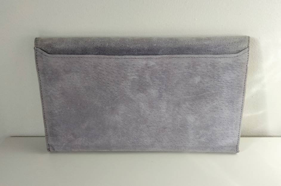 1980s lilac purple real suede clutch bag