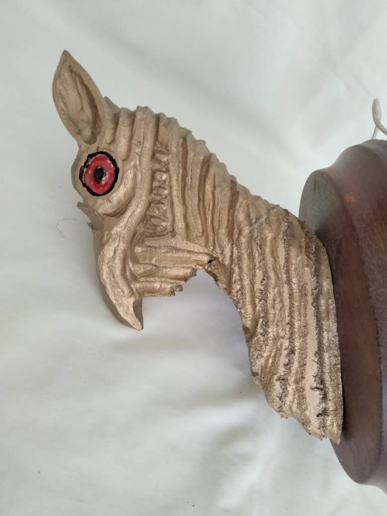 Unique hand carved gold painted wooden Griffin dragon wall art