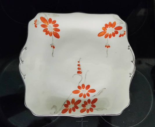 Myott art deco hand painted orange flower serving plate