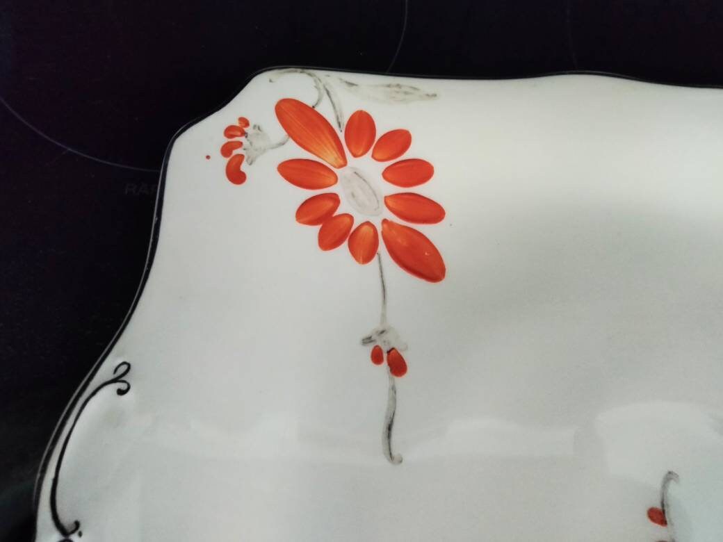 Myott art deco hand painted orange flower serving plate