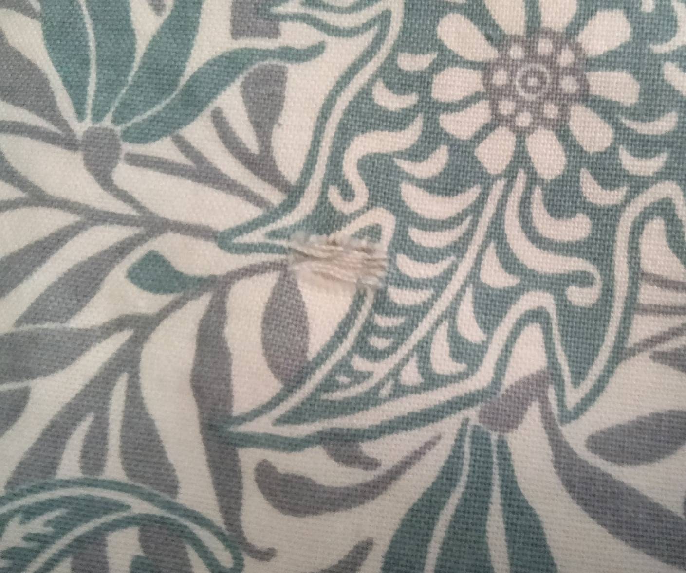1980s Habitat V&A Conran Madura fabric green and white arts and crafts style floral pattern curtains 51"