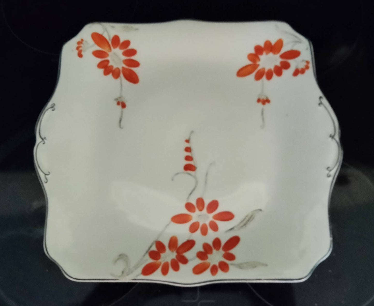 Myott art deco hand painted orange flower serving plate
