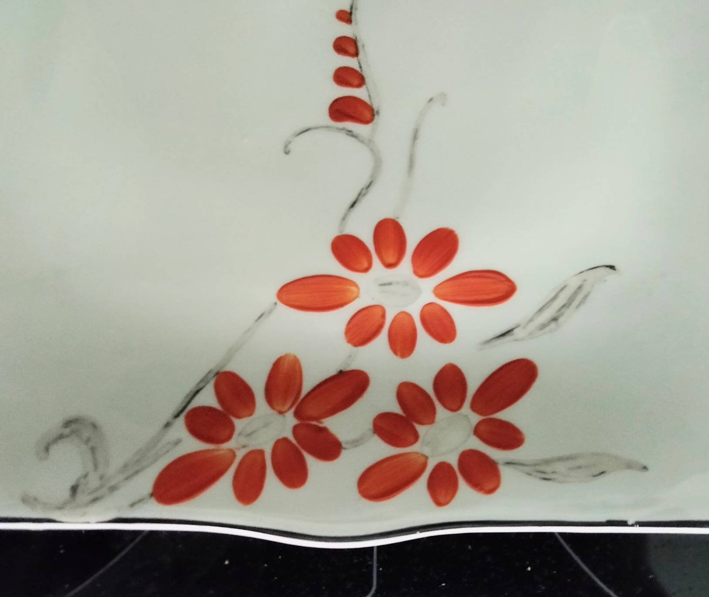 Myott art deco hand painted orange flower serving plate