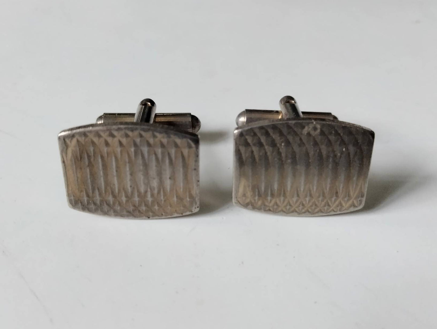 1970s gold plated engine turned geometric design cufflinks
