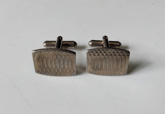 1970s gold plated engine turned geometric design cufflinks
