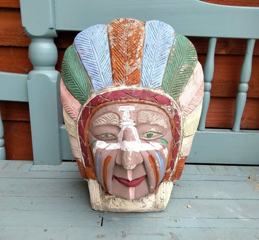 C1970s large painted composite stone American Indian garden statue