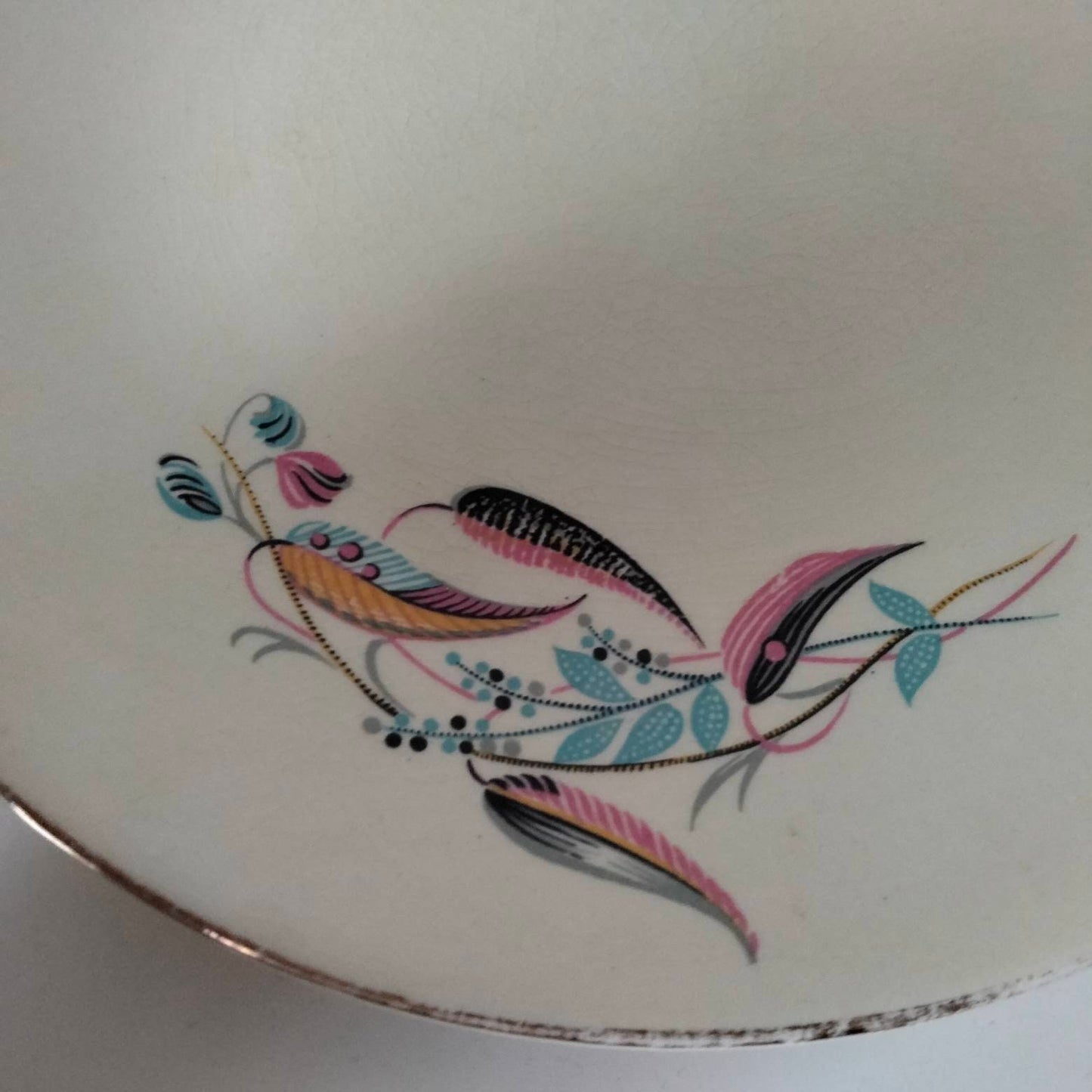 1950s mid century A Marie Beswick cake plate with pink & blue floral pattern