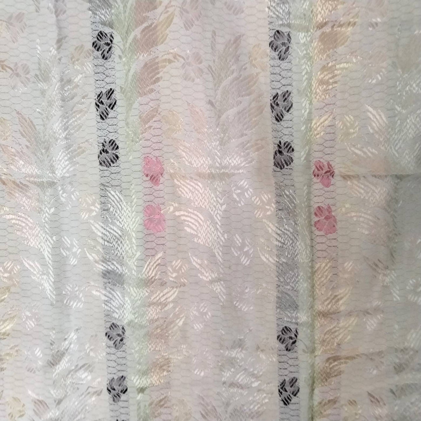 Mid century pink floral satinised single curtain 56"