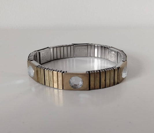 1980s goldtone & clear stone expanding link bracelet