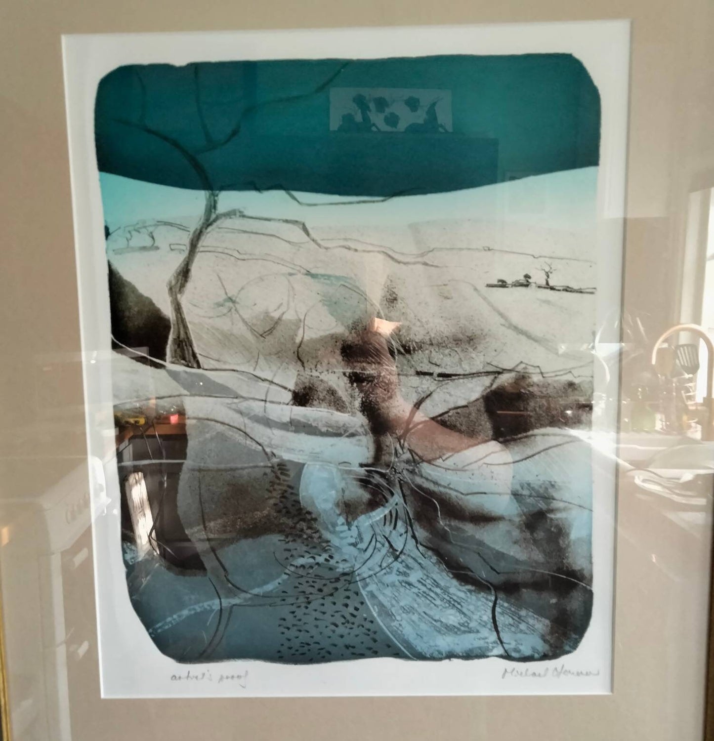 Vintage original artist's proof print of winter landscape Michael Norman 23"