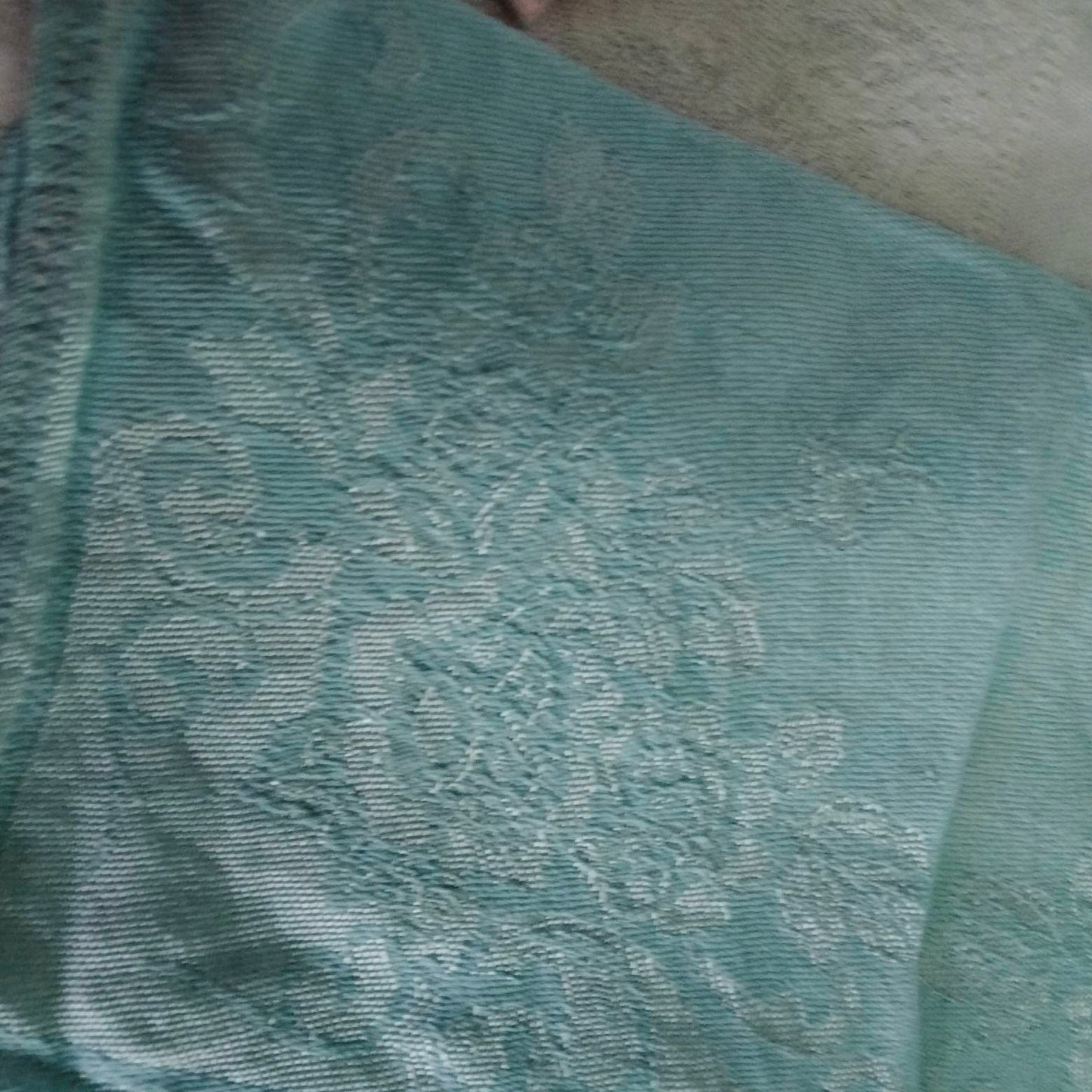 Set of 6 vintage floral jacquard blue and pink napkins table linen