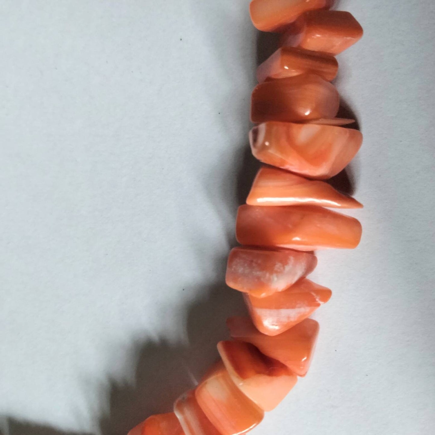 Orange mother of pearl semi precious stone chip bead necklace