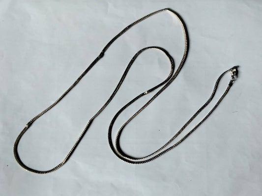 1980s gold plated decorative long flat snake chain necklace
