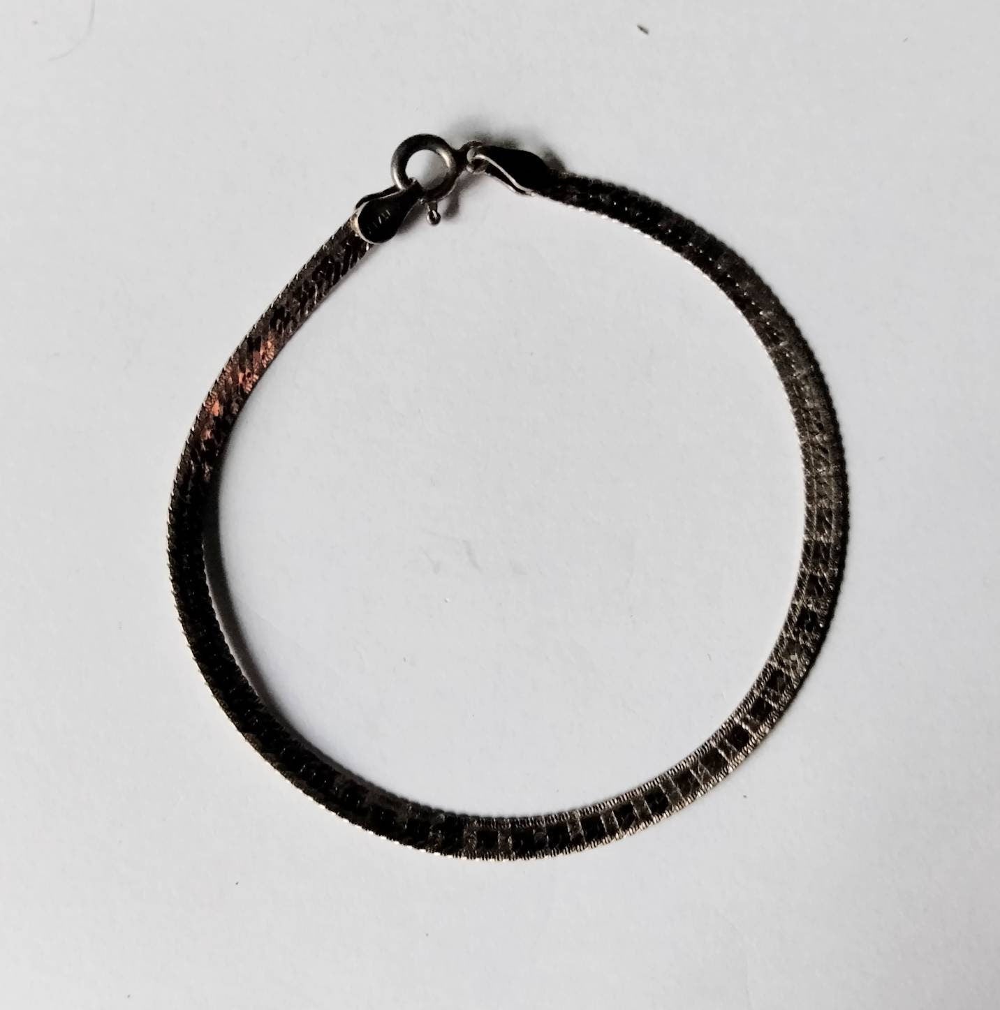 1970s sterling silver 925 Italy flat snake chain bracelet