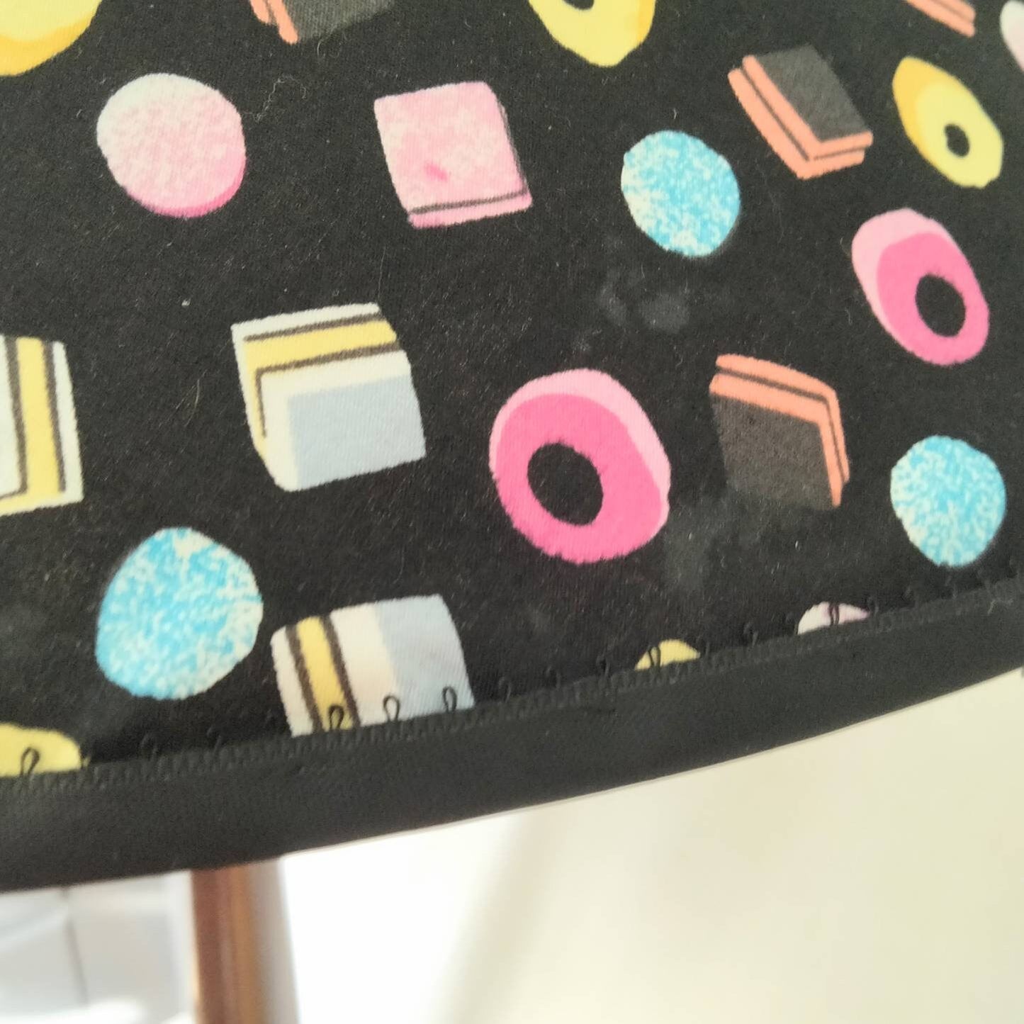 Hand made black liquorice allsort lampshade 20"