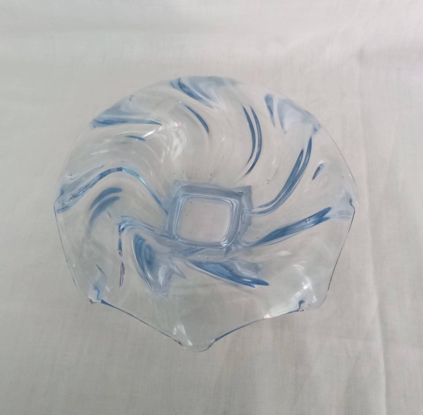 Art Deco Bagley blue pressed glass Equinox vase