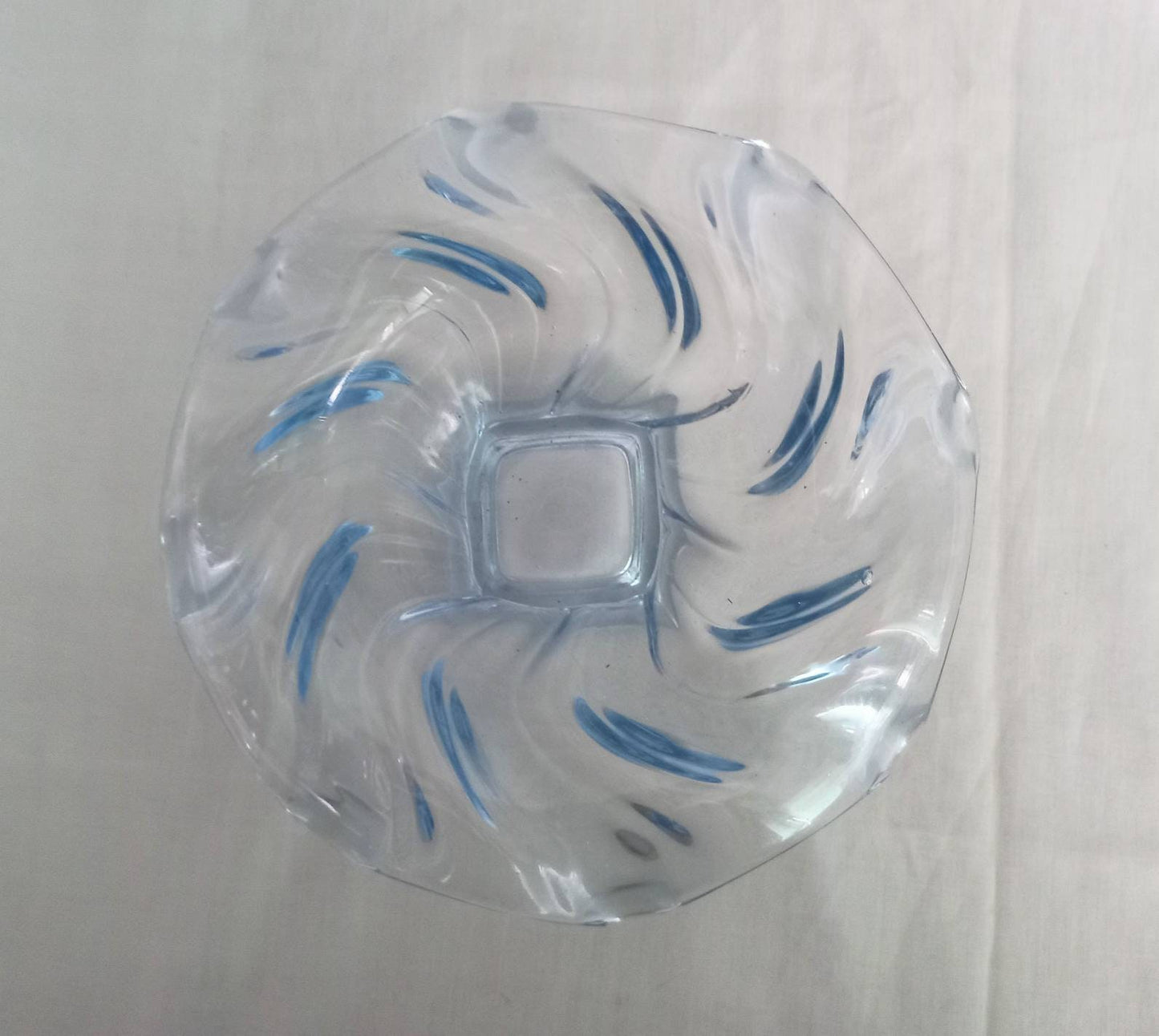 Art Deco Bagley blue pressed glass Equinox vase