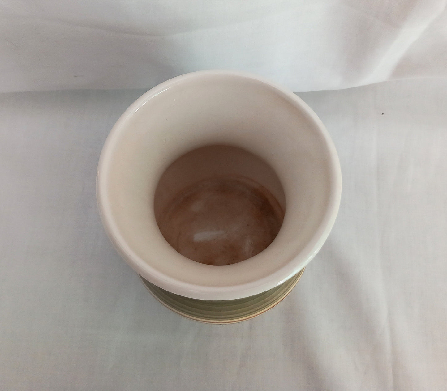 Mid century Dragon Studio green and brown pottery vase from Rhayader Wales 4.75"