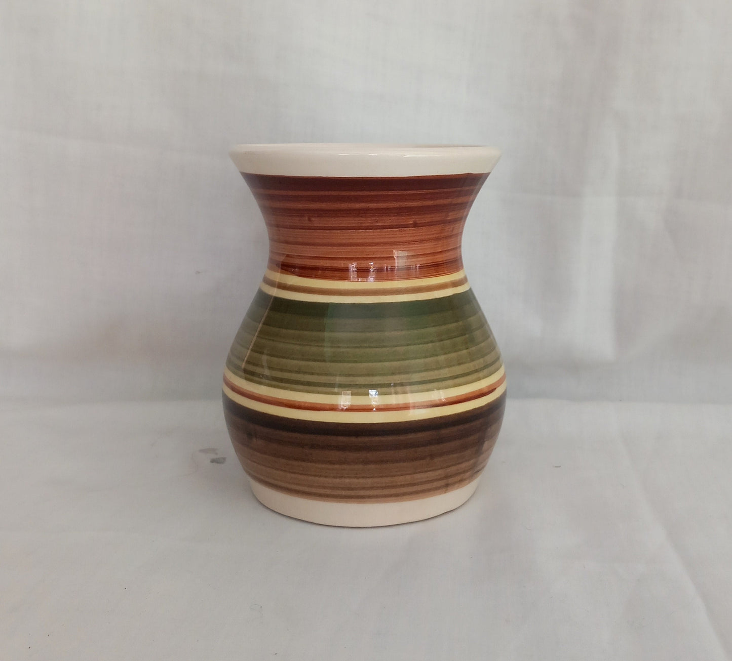 Mid century Dragon Studio green and brown pottery vase from Rhayader Wales 4.75"