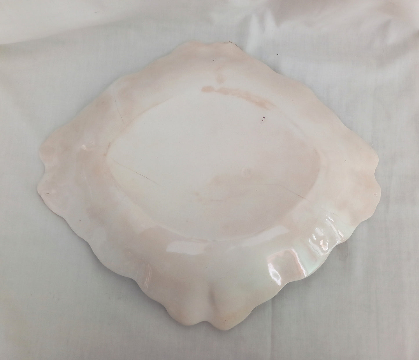 Antique Victorian Flower Print Diamond Shaped Large Bowl 13.5"