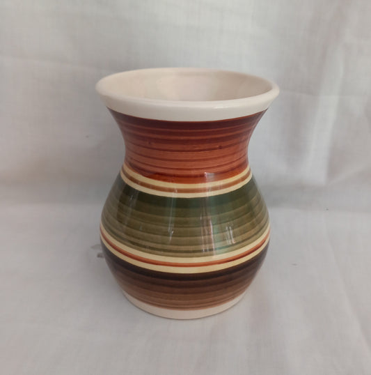 Mid century Dragon Studio green and brown pottery vase from Rhayader Wales 4.75"