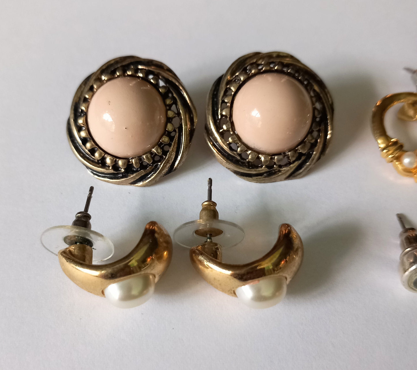4 Pairs 1980s Gold Plated Earrings