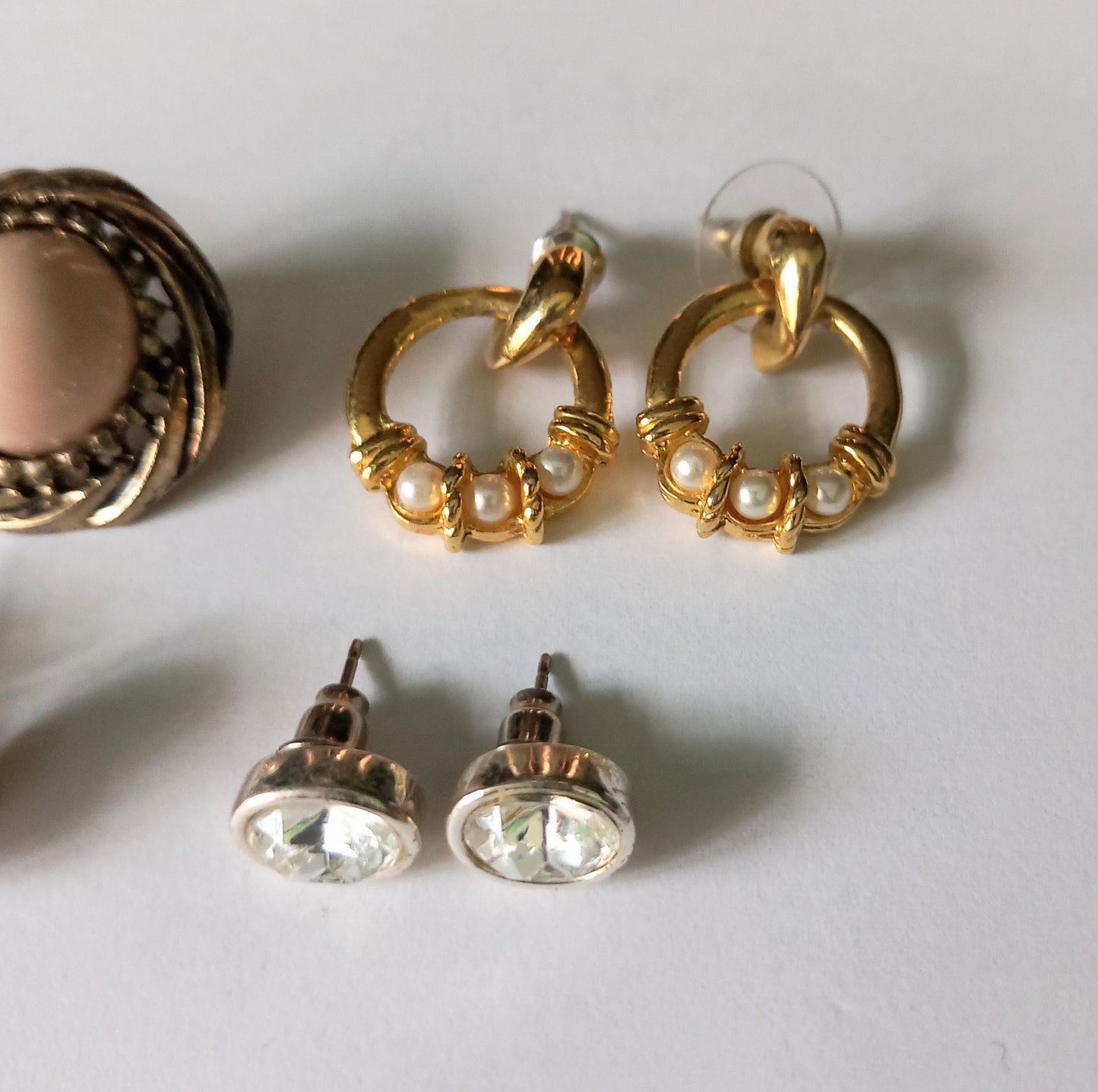 4 Pairs 1980s Gold Plated Earrings