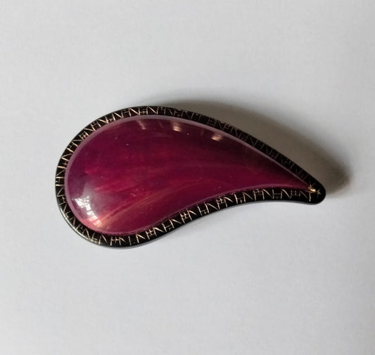1980s Black & Pink Acrylic Teardrop brooch