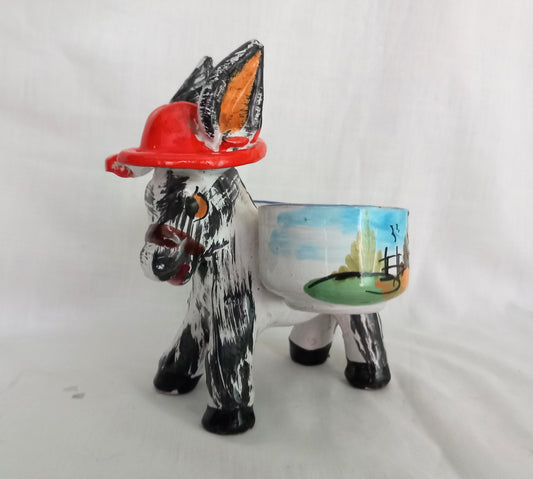 1980s Hand Painted Donkey Succulent Plant Pot