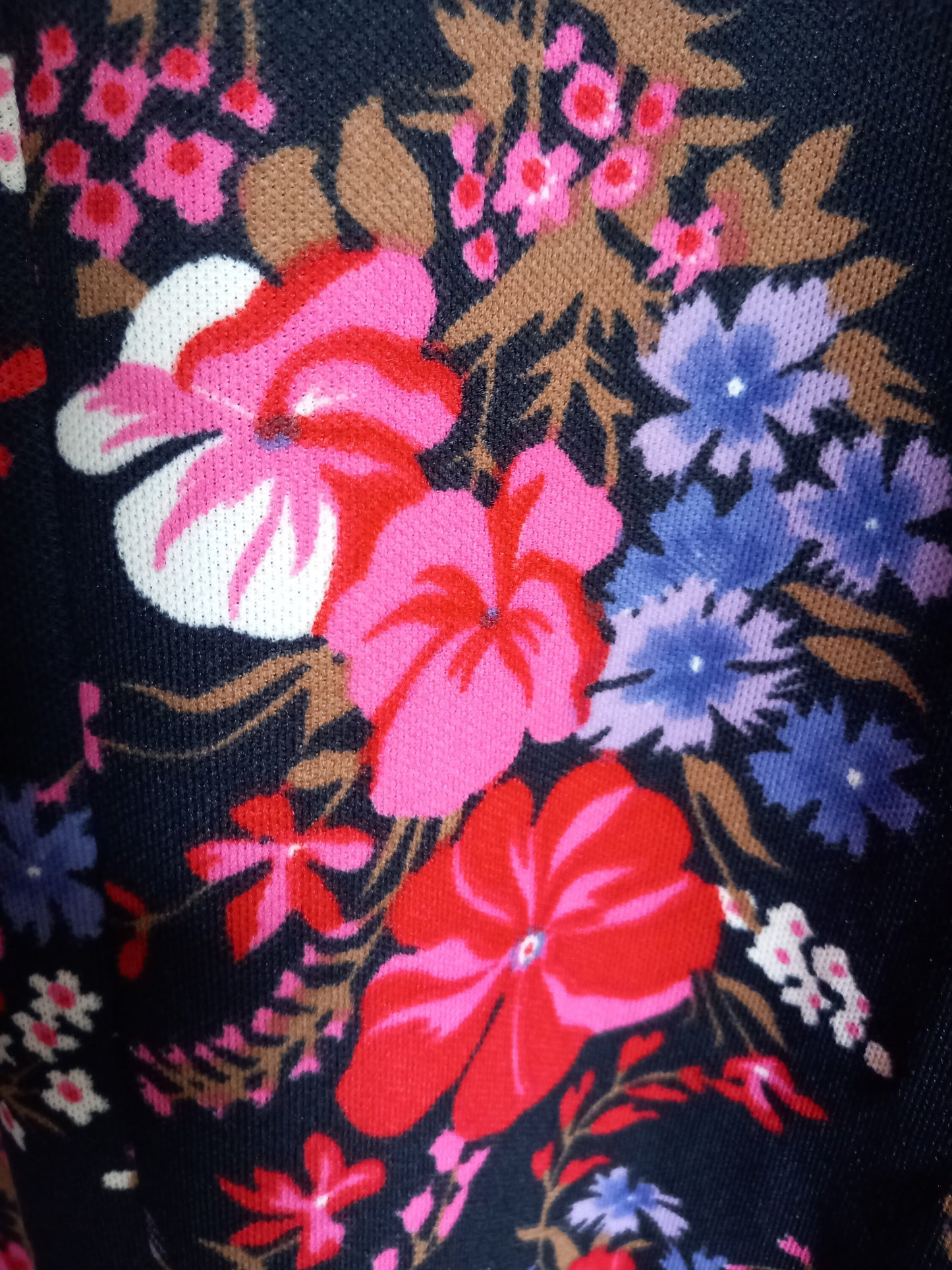1970s Pink, Red & Purple Flower Maxi Dress 12
