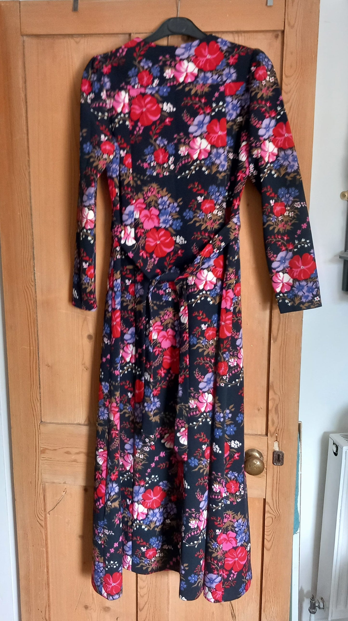 1970s Pink, Red & Purple Flower Maxi Dress 12