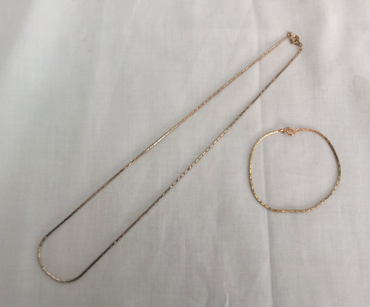 1980s goldtone snake chain necklace & bracelet set
