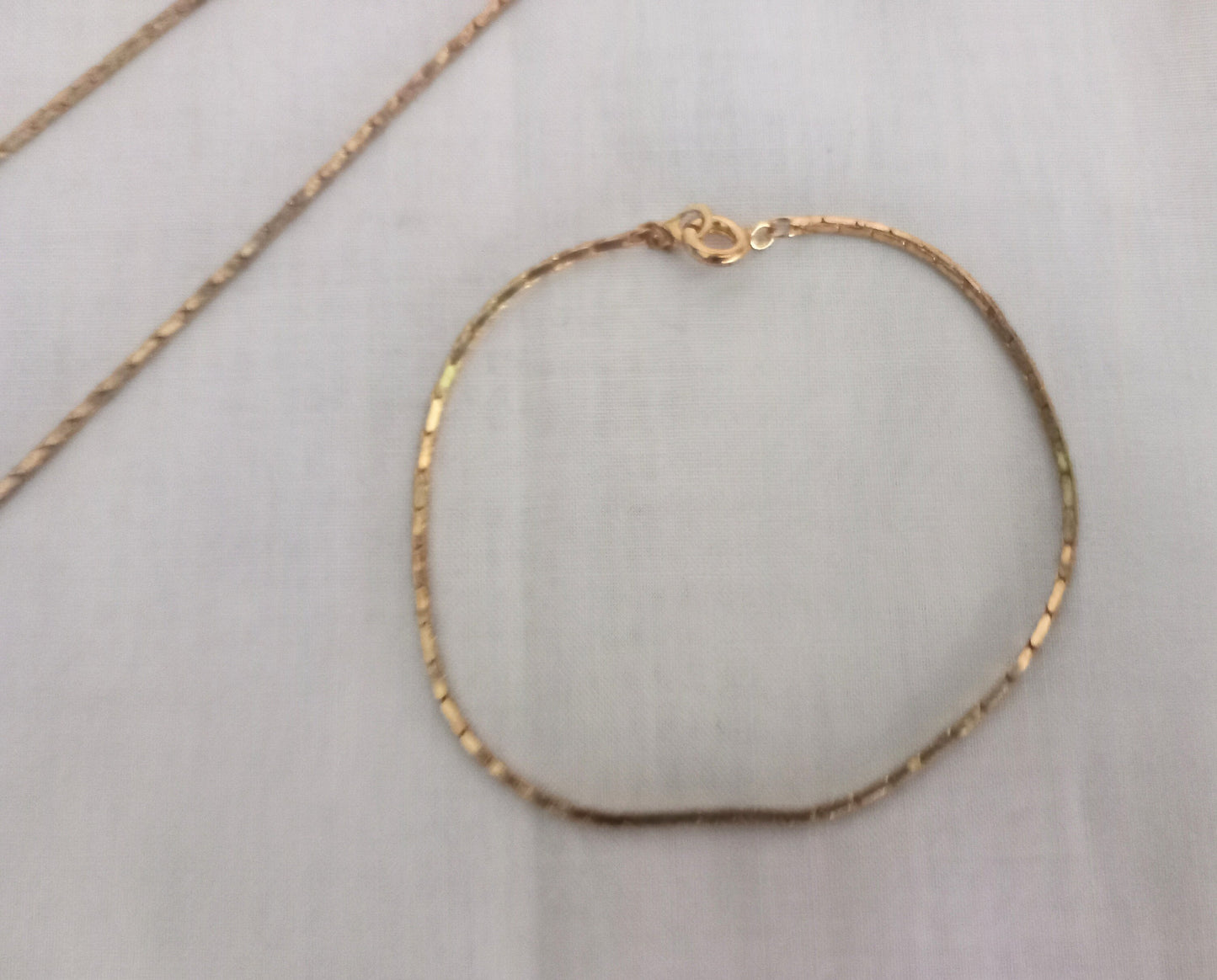 1980s goldtone snake chain necklace & bracelet set