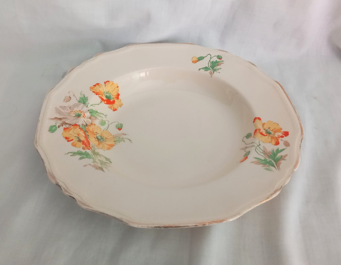 Art Deco Alfred Meakin Yellow Flower Shallow Serving Bowl 10"